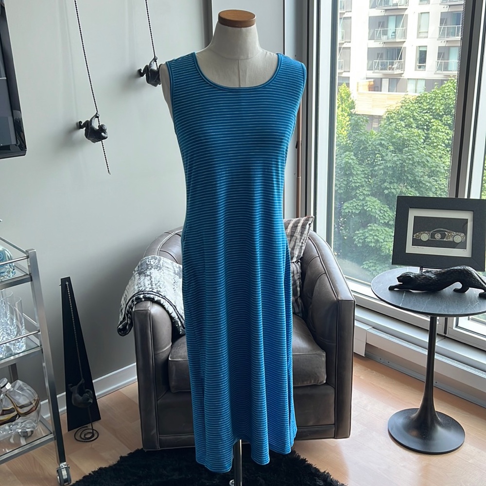 New Toad&Co Fortaleza Midi Dress in Blue & White Stripe Size Medium